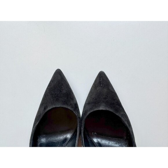 CASADEI Black Suede Leather Pointed Toe High Mirrored Block Heel Pumps, Size 36 - Picture 6 of 16